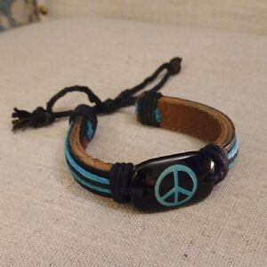 Black and Blue Peace Sign Bracelet